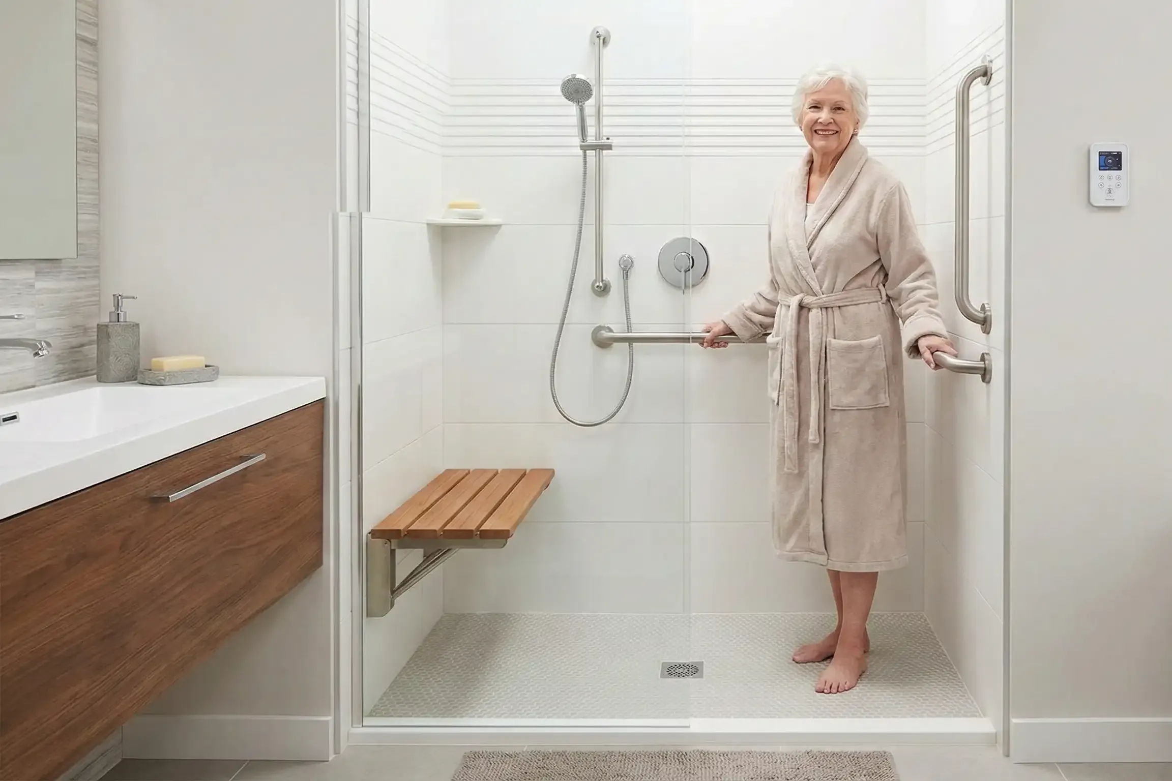 Image installateur douche senior 5 baignoire porte pro